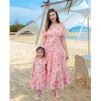 ราคา เดรสไปทะเล น่ารัก เดรสเกาหลี เดรสยาว ผ้าพริ้ว ชุดไปทะเล Chabina pink ชุดแม่ลูก ชุดครอบครัว สีหวาน พาสเทล (21580757012)