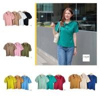 ราคา Chom เสื้อยืดคอปก แต่งกระดุมดอกไม้ งานป้าย (19313794224)