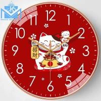 ราคา นาฬิกาแขวนผนัง นาฬิกาเลขชัด12นิ้ว นาฬิกาติดผนังลายแมวให้โชค ทรงกลม เข็มเดินเรียบ เสียงเงียบ ประหยัดถ่าน (21921947074)