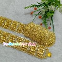 ราคา เข็มขัดเส้นใหญ่เครื่องประดับชุดไทยสีทอง สายพิกุล CM0022 (21396240969)