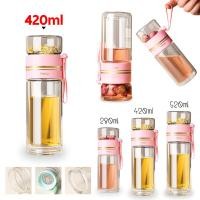 ราคา 420ml 360ml กระบอกน้ำชา กระบอกชงชา กระจกสองชั้น ขวดชาพร้อมตัวกรอง แก้วกรองชาร้อน กระบอกชงชา แก้วชงชา กระบอกชงชาพกพา แก้วแยกกากชา ถ้วยกรองชา (22575139958)