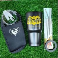 ราคา พร้อมส่ง ชุดสุดคุ้ม แก้วน้ำเก็บความเย็น ได้ครบชุด 5ชิ้นตามภาพ สแตนเลสเกรด304 ขนาด 30ออนซ์ ลายแบทแมน (20092248467)