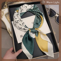 ราคา Warm Light แฟชั่นผ้าพันคอสี่เหลี่ยมพิมพ์ลายฮิญาบสำหรับผู้หญิงผ้าไหมซาตินผ้าโพกหัวมุสลิมที่คาดผมผ้าพันผ้าคลุมไหล่พันรอบ (22299086066)