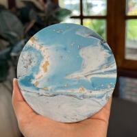 ราคา มีกล่องทุกชิ้น จานรองแก้ว แผ่นหินรองแก้ว ที่รองแก้ว ลายน้ำ หินอ่อน (22594588589)