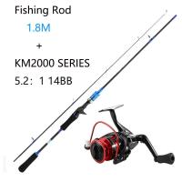 ราคา เบ็ดตกปลาครบชุด รอกสปินนิ่งพร้อมคัน 1 65 1 8Mคันเบ็ด ชุดรอกและคันเบ็ด 14BB 5 2 1รอกสปินนิ่ง แรงดึง 9กก สายpe x4 คันเบ็ดและรีลชุด (21375064460)