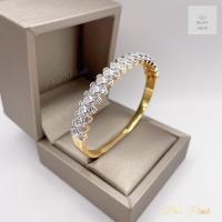 ราคา งานปั๊ม18K กำไลข้อมือประดับเพชรกลีบดอกไม้ งานอย่างดีมีปั๊ม18K ขนาดรอบวง18cm (22162892287)