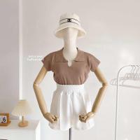 ราคา ชุดเซต2ชิ้น เสื้อครอป คอปก กางเกงวอร์ม เอวสูง ขาสั้น (21427704961)