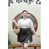 ราคา A17 กระโปรงกางเกงขาสั้นผ่าหน้าแต่งกระดุมไม้ ผ้ายืดวูลเวฟใส่สบายคุณภาพดีเอว34 54 (22648783601)