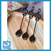 ราคา ช้อนกาแฟ ช้อนขนม ช้อนชงกาแฟ รูปตัวโน๊ตดนตรีสีดำ สเตนเลส304 รับประกันปลอดสนิม 3ชิ้น ชุด SS 12BK (1381316895)