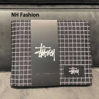 ราคา NH แฟชั่น Stussy สั้นพับได้ตามแนวนอนกระเป๋าสตางค์ลายทาง (22205320039)