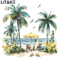 ราคา Wall Sticker Beach Wall Decals Removable Colored Summer Beach Coconut Trees Wall Stickers For Baby Kids Bedroom Living Room Summer Decor (21754237682)
