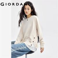 ราคา GIORDANO Women Sweatshirts Contrasting Buttons Henley Sweatshirts Rib Knit Simple Fashion Casual Pullover Sweatshirts 18324507 (22782979669)