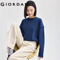 ราคา GIORDANO Women Sweatshirts Contrasting Picot Trims Sweatshirts Crewneck Drop Shoulder Fashion Casual Cotton Sweatshirts 13324736 (22806947763)