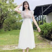 ราคา เดรสลูกไม้ตาข่าย งานป้าย มีแบบยาวกับแบบสั้น ลำลองP007 (21994998043)