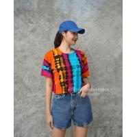 ราคา เสื้อครอปมัดย้อม ผ้ายืดCottonผ้าแมมเบิร์ต เสื้อมัดย้อม ผ้ามัดย้อม (22250665262)