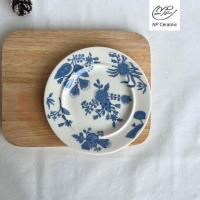ราคา NP Ceramic จานเซรามิค จานตื้น จานซุป แก้วเอส แก้วมัค ลายดอกสีน้ำเงิน เข้าไมโครเวฟได้ (22696917484)