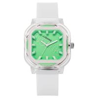ราคา Womens Quartz Watch Square Fashion Silicone Relief Pointer Student Watches (22028877438)