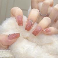 ราคา 24 ชิ้น 24 ชิ้น DIY เล็บปลอมฝรั่งเศสเล็บปลอม Rhinestone เพิร์ลเล็บปลอม (21026500333)