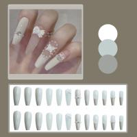ราคา 24 ชิ้น 24 ชิ้น DIY เล็บปลอมฝรั่งเศสเล็บปลอม Rhinestone เพิร์ลเล็บปลอม (21026500328)