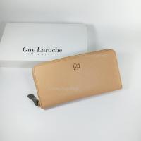 ราคา Guy Laroche กระเป๋าสตางค์ผู้หญิงใบยาวซิปรอบ สี beige หนังลาย อะไหล่ทอง หนังแท้100 (22836493803)