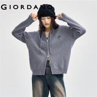 ราคา GIORDANO Women Cardigans Heart Embroidery Two Way Zip Hoodie Cardigans Drawstring Smooth Fashion Casual Cardigans 18354506 (22815641698)