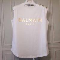 ราคา Original Balmain Paris Women S New Summer New Shoulder Gold Button Bronzing Letter Sleeveless Vest Pure Cotton Round Neck Bottoming T Shirt Outer Wear Thin Sports Vest T Shirt (15741844174)