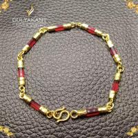 ราคา สร้อยข้อมือ เศษทองคำแท้ โกเมน นิลดำ พลอยแดง ยาว 6 8 นิ้ว สร้อยข้อมือทอง สร้อยทอง สร้อยข้อมือผญ ทองเหมือนแท้ ทองไม่ลอกไม่ดำ (22414256205)
