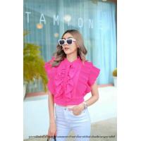 ราคา เสื้อครอปคอจีนแขนกุดระบายอัดพลีท ระบายหน้า หลัง ผ้านุ่ม เสื้อคอจีนแขนระบายอัดพลีท (22507911343)