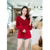 ราคา LAPIS FASHION เสื้อผ้าแฟชั่นผญ คอวี ระบาย ผ้าอัดพลีท Freesize Oversize ราคาถูกที่สุด No 028 (6357084793)