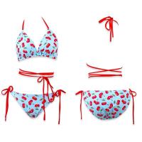 ราคา ชุดว่ายน้ำผู้หญิง บิกินี่ผูก ทูพีช เซ็กซี่ ลายเชอร์รี่ โชว์หลัง ชายหาด (22465089097)