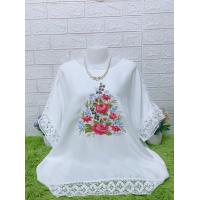 ราคา เสื้อผ้าผู้หญิง ผ้าลินินปักลายสวยๆ รอบอก48 50 52 54 56 ผ้าไม่บาง ติดมุกสวยๆลายปักสวยดูดี (15088986536)