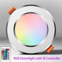 ราคา ฟ LED ดาวน์ไลท์ RGB 5W 10W 15W หรี่แสงได้ โคมไฟดาวน์ไลท์ AC 220V 230V โคมไฟเพดานอัจฉริยะเปลี่ยนสี แผงไฟ พร้อมตัวควบคุม IR (21512094864)