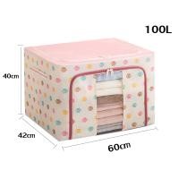 ราคา กล่องเก็บของ 66L 100L กล่อง muji ตะกร้าใส่ผ้าพับได้ กล่องใส่ของมีหูหิ้ว กล่องเก็บเสื้อผ้า กล่องเก็บของอเนกประสงค์ มีโครงเหล็กด้านใน (17466157785)