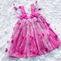 ราคา เดรสฟรุ้งฟริ้ง สายเดี่ยวระบายแขนปักดอกไม้ 3D น่ารัก สำหรับเด็กผู้หญิง (22007377158)