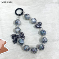 ราคา MAILANG ห่วงโซ่คล้องโทรศัพท์ลายโบว์สีหวานเคสหูฟังลูกปัดสองสีห้อยกุญแจรถกระเป๋าตกแต่ง (22582122223)
