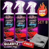 ราคา ส่งฟรี QUARTZ PRO Hydro SiO2 สเปรย์เคลือบฟิล์มแก้วจากญี่ปุ่น แพค 3 ขวด ฟรี ผ้าไมโครเกรด A คละสี (142747892)