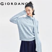 ราคา GIORDANO Women Sweaters Scarf Ribbed Crewneck Pullover Sweaters Heather Blue Smooth Soft Warm Fashion Casual Sweaters 18354805 (22782697992)