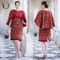ราคา ชุดผ้าไหม ชุดออกงาน ไปวัด ทำบุญ ชุดเดรส เมขลา ทรงปีกผีเสื้อ แดง (21443598626)
