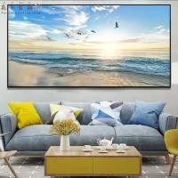 ราคา Ocean Beach Seagulls and Sunrise Posters and Printed Wall Art Canvas Painting Landscape Images of Modern Living Room Decoration (19862164681)