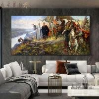 ราคา Perilla High end canvas printing painting oil painting guidance Jiangshan Three Kingdoms Shu Han figures living room horizontal decorative painting classical hanging painting (21728041967)