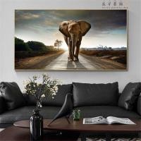 ราคา Africa Elephant Animal Landscape Oil Painting on Canvas Pop Art Poster and Print Abstract Art Wall Picture for Living Room Decor (10645081410)