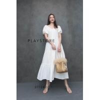 ราคา PROMOTION นางแบบใส่ชุดขาย V3 Babies So YounG Maxi DRess เดรสไปทะเล เดรสไปคาเฟ่ เดรสปาดไหล่ เดรสแขนตุ๊กตา เดรสยาว เดรสชั้นๆ ชายบาน เดรสยาวแขนตุ๊กตา พองน่ารัก คอรูดยางใส่แบบเปิดไหล่ได้ใส่ไปทะเล ถ่ายรูป 