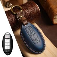 ราคา Car Key Case Cover Fob Holder Leather Pouch Keychain Accessories for Nissan Sylphy Bluebird Qashqai Tiida X Trail Bluebird Shell (16241708846)
