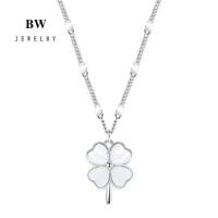 ราคา BWjewerly สร้อยเงินแท้ Lucky Clover สร้อยคอสั้น สร้อยคอเงิน สร้อยแฟชั่น จี้เงินแท้ สร้อยหินนำโชค (22849106592)