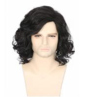 ราคา วิกผมผู้ชายสไตล์ใหม่เอียงผมม้ายาวกลางผมสีดำผมยาวกลางผมหยิก (21932308559)