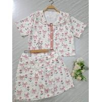 ราคา ชุดเซตสาวอวบ สาวพลัสไซส์ ชุดเซต2ชิ้นไซล์ใหญ่ เสื้อปกทหารเรือ แต่งลูกไม้ กางเกงกระโปรง ด้านหน้ากระโปรงด้านหลังกางเกง Lady Clothing ผู้หญิง Women (22454298459)