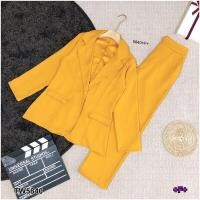 ราคา ชุดสูท 2ชิ้น เสื้อแขนยาวปกสูท กางเกงขายาว ชุดทำงาน ออกงาน 5840 (13231182614)
