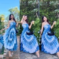 ราคา ชุดเดรสมัดย้อม เกาะอกบาหลี ผ้าสปัน ผ้านิ่ม ใส่สบาย พร้อมส่ง (20918293564)