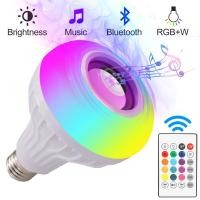 ราคา หลอดไฟ LED RGB ลำโพงบลูทูธไร้สาย ไร้สายรีโมทอะแดปเตอร์มีสีสันตกแต่ง หลอดไฟรีโมท LED Bluetooth Music Bulb Speaker (16799907759)