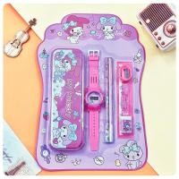 ราคา เครื่องเขียนสำหรับเด็กชุด 7 ชิ้นรางวัลการเรียนรู้การ์ตูนนาฬิกาเด็กน่ารักไม้บรรทัดปากกายางกบ (22878761518)
